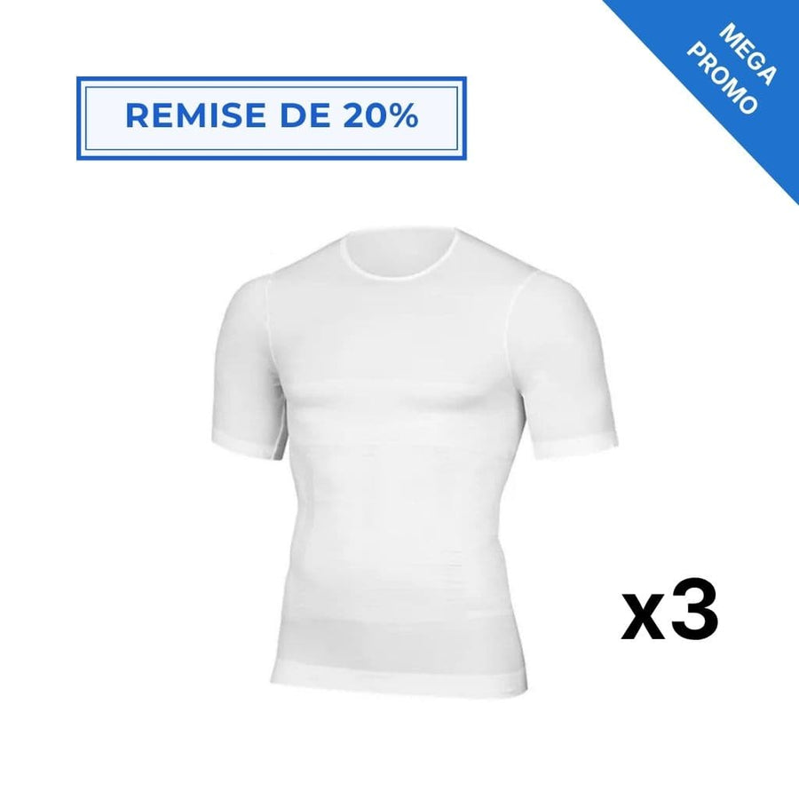 Offre Spéciale 3 T-Shirts Correcteur de posture Homme Blanc | Alignéo™