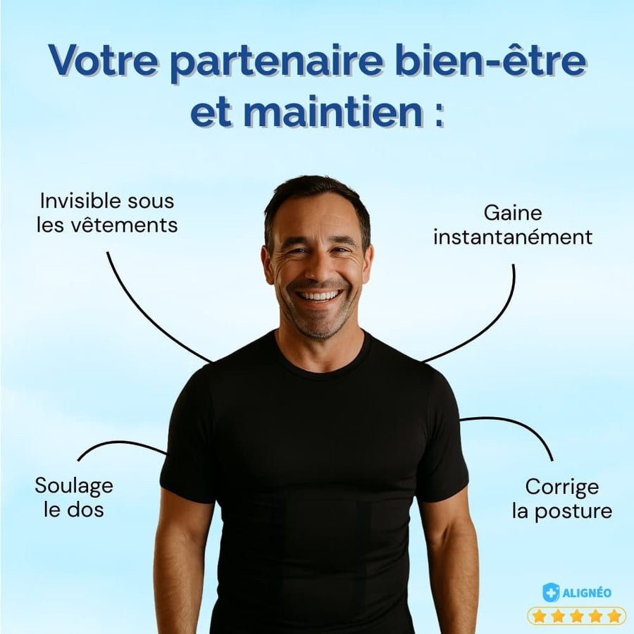 T-Shirt Correcteur de posture Homme Bleu | Alignéo™