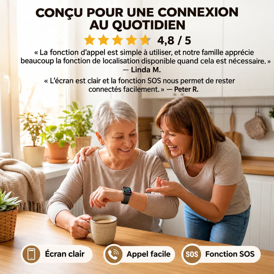 Montre Connectée Senior SOS et Détection de Chute 4G