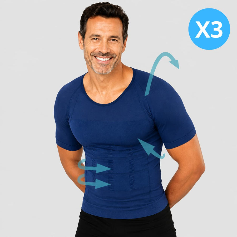 Offre Spéciale 3 T-Shirts Correcteur de posture Homme Bleu | Alignéo™