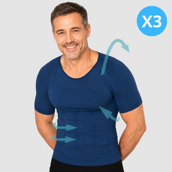 Offre Spéciale 3 T-Shirts Correcteurs de posture Homme Bleu | Alignéo™
