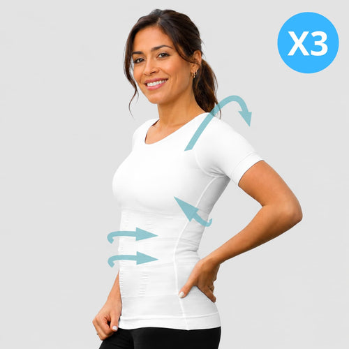 Offre Spéciale 3 T-Shirts Correcteur de posture Femme Blanc | Alignéo™