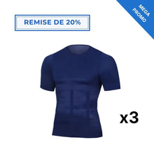 Offre Spéciale 3 T-Shirts Correcteur de posture Homme Bleu | Alignéo™