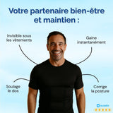 T-Shirt Correcteur de posture Homme Bleu | Alignéo™