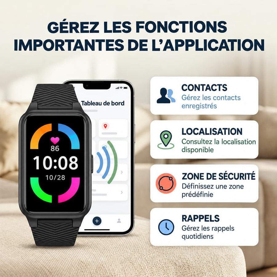 Montre Connectée  Senior SOS et Détection de Chute 4G