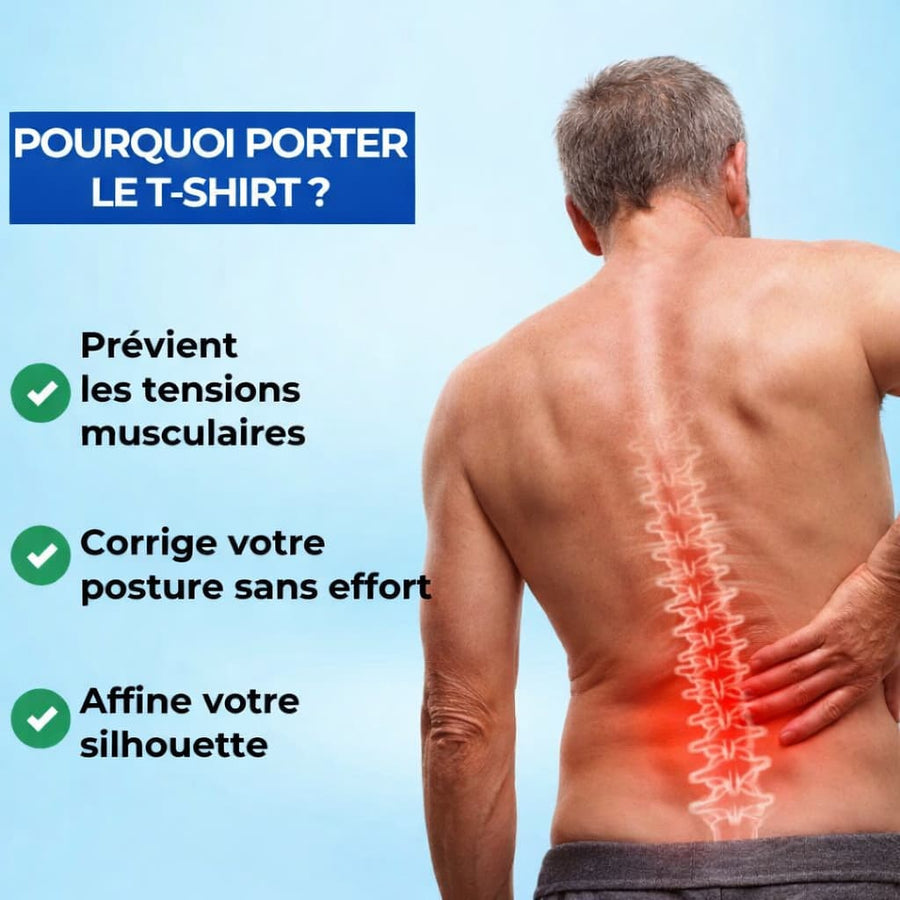 T-Shirt Correcteur de posture Homme Bleu | Alignéo™